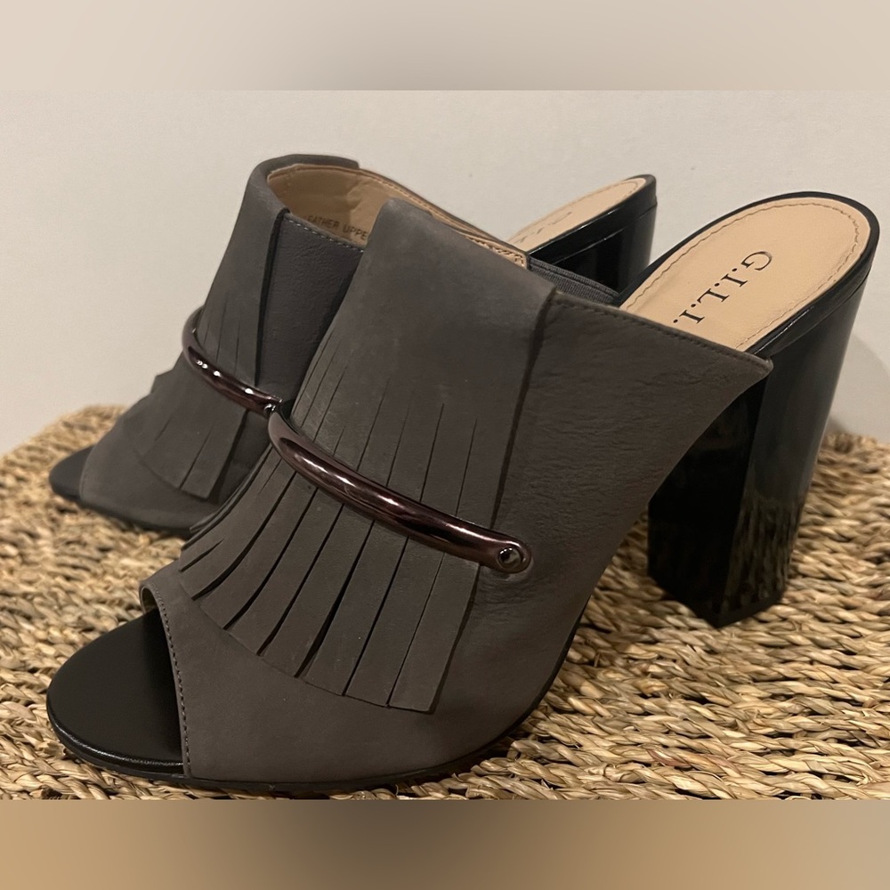 Velvet gray block heel